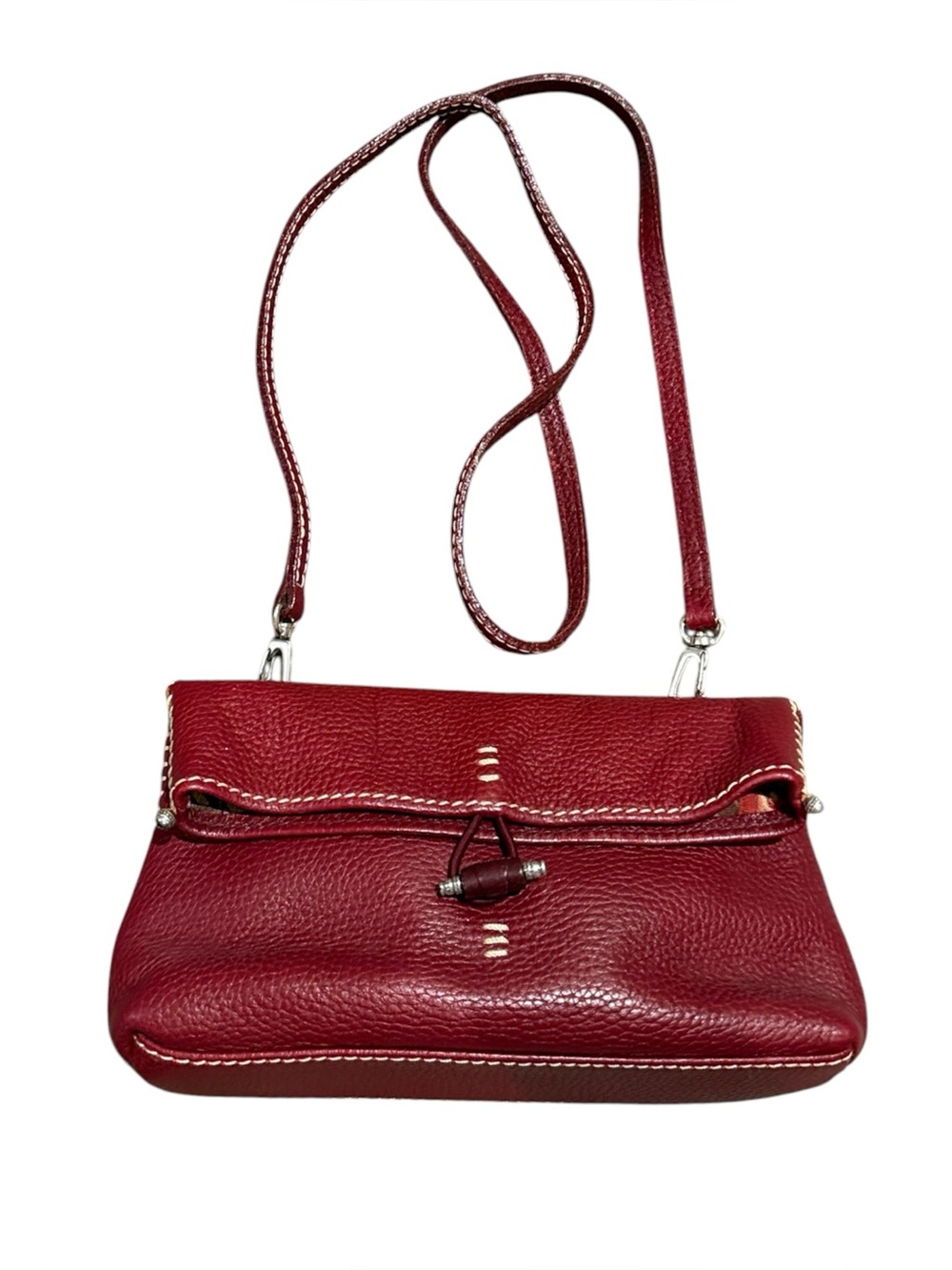 Brighton Red Leather Foldover Crossbody Bag